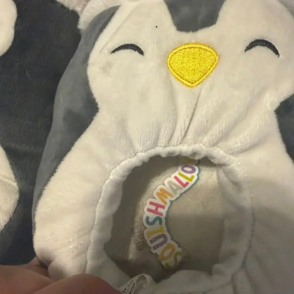 Squishmallows Holiday Penguin Slippers Kids Size 13-1 Christmas Plush House Shoe